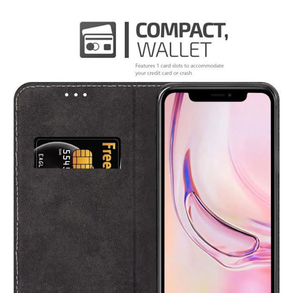 Coque - CADORABO - iPhone 13 MINI - Syntetiskt läder Svart Brun - Magnetisk Stängning - Ställfunktion SVART BRUNT
