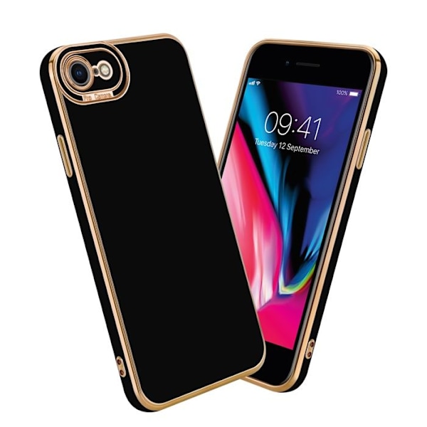 Fodral för Apple iPhone 7 / 7S / 8 / SE 2020 Skal i glansigt svart - Rose Gold Fodral Silikon TPU och skydd för Svart