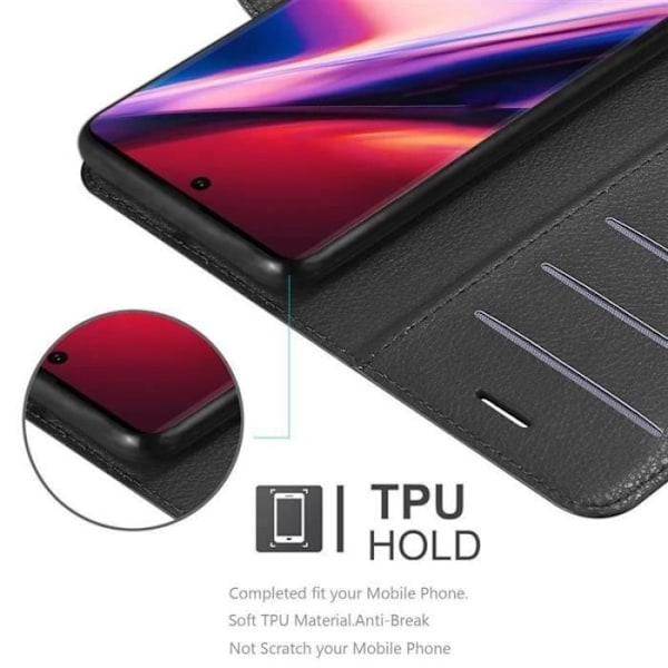 Coque - CADORABO - Samsung Galaxy NOTE 10 - Syntetiskt läder svart - Horisontellt stöd - 3 kortfickor Svart