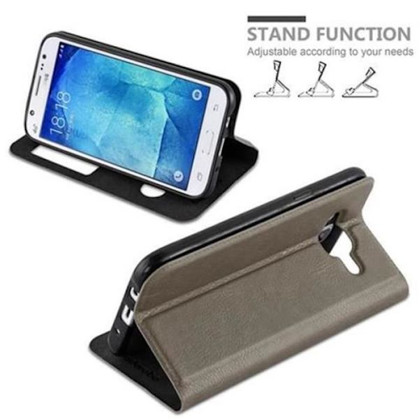Samsung Galaxy J5 2015 (5) Fodral i STONE BROWN by Cadorabo (Design VIEW) Helt skyddsfodral med flipskydd, stativ
