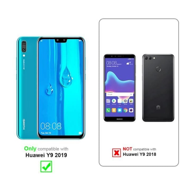 Etui för Huawei Y9 2019 - CADORABO - BLÅ FLORAL - Syntetläder - Ställfunktion - Platser för kort BLOMMA BLÅ