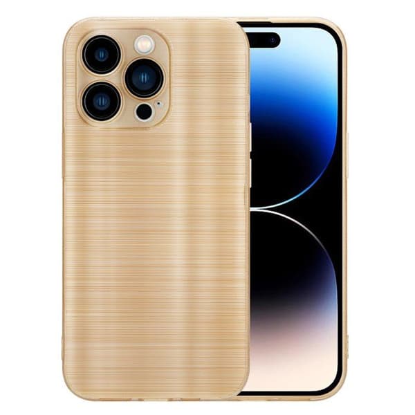 iPhone 14 PRO MAX Fodral Borstad Guld Kameraskydd Gul