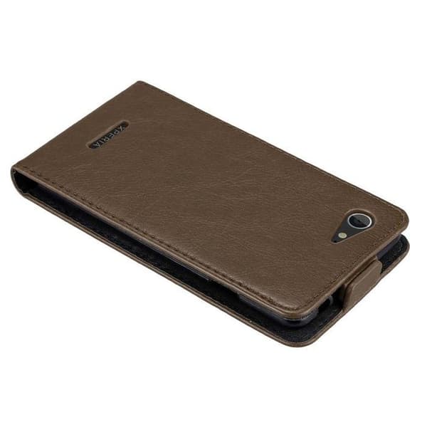 Etui för Sony Xperia E3 Flip Case i MÖRK BRUN Skydd brun