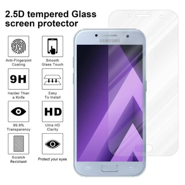 Cadorabo härdat glas Samsung Galaxy A3 2017 (7) Skärmskydd Härdat skydd för display TRANSPARENT Transparent