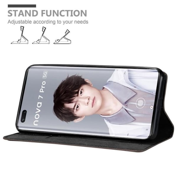 Coque - CADORABO - NOVA 7 PRO 5G - Kaffeebrun - Magnetisk stängning - Ställfunktion kaffe brunt