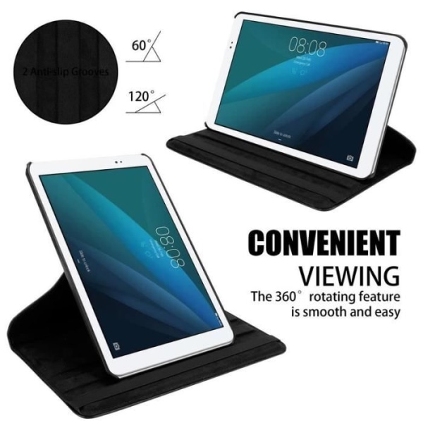 Tabletfodral - Cadorabo - Huawei MediaPad T1 10 - Syntetiskt läder - Ställ - Svart Svart
