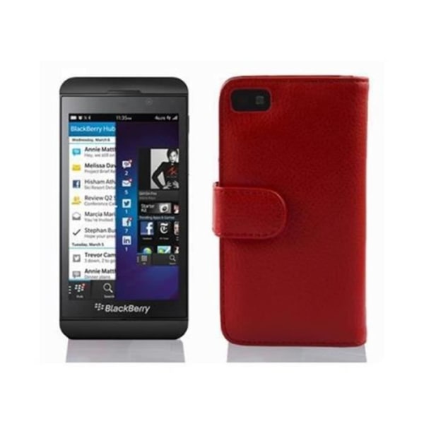Fodral till Blackberry Z10 - CADORABO - Rött konstläder - Bokfodral - 360° skydd Röd