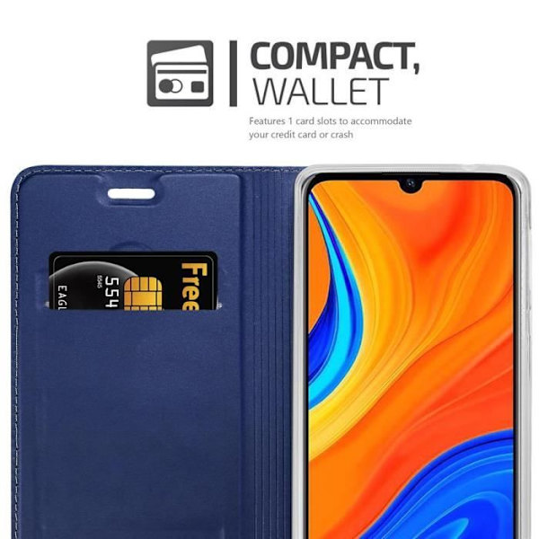 Cadorabo Fodral för Huawei Y6S i CLASSY DARK BLUE Skyddsfodral magnetisk stängningsstativ funktion Mörkblå