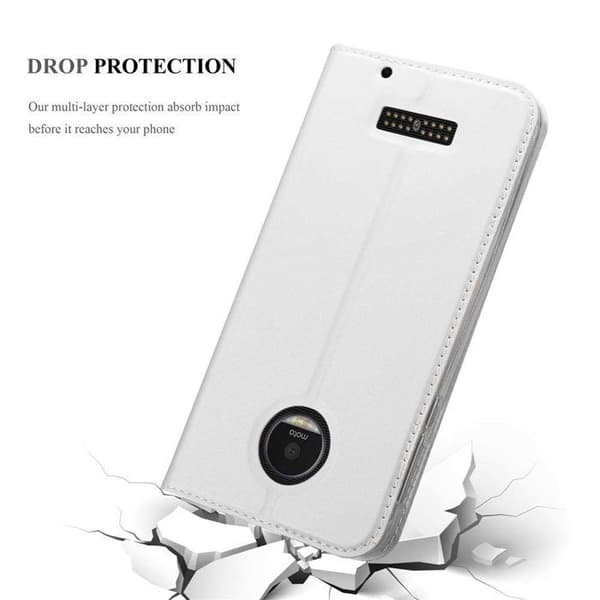 Fodral med lock för Motorola MOTO Z PLAY Plånbok i KLASSISK SILVER Stötsäker Grå
