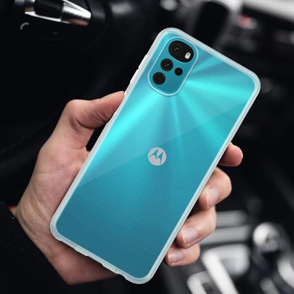 Transparent stötsäker silikonfodral för Motorola MOTO G22 Vit