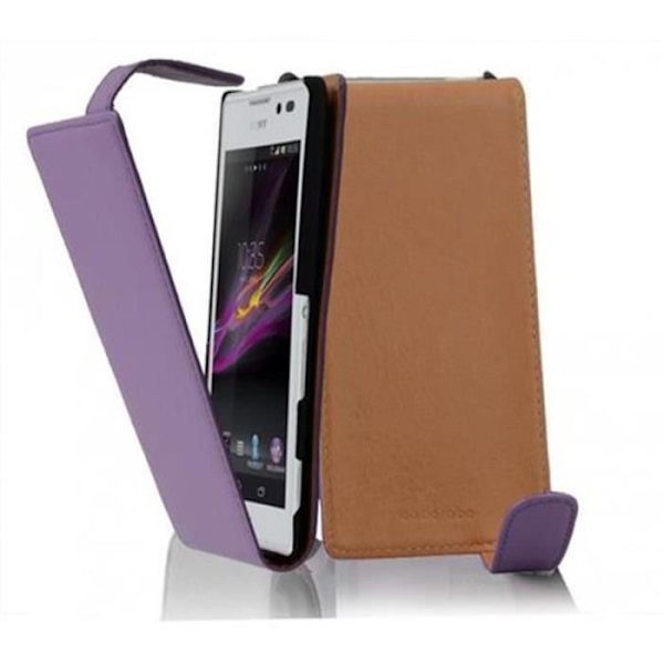 Coque för Sony Xperia C - CADORABO - Violett orkidé - Syntetiskt läder - Mjuk - Magnetisk Lila orkidé