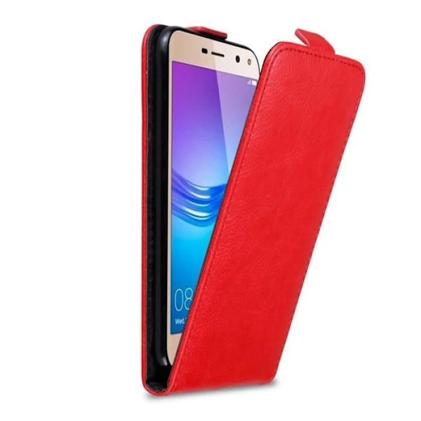 Coque - CADORABO - Huawei Y6 2017 / Y5 2017 - Röd - Syntetiskt läder - Magnetisk stängning Röd