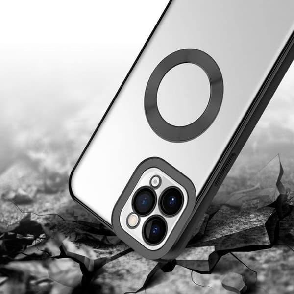 Transparent iPhone 11 PRO MAX-fodral - Svart Stötskydd Chrome Design Vit