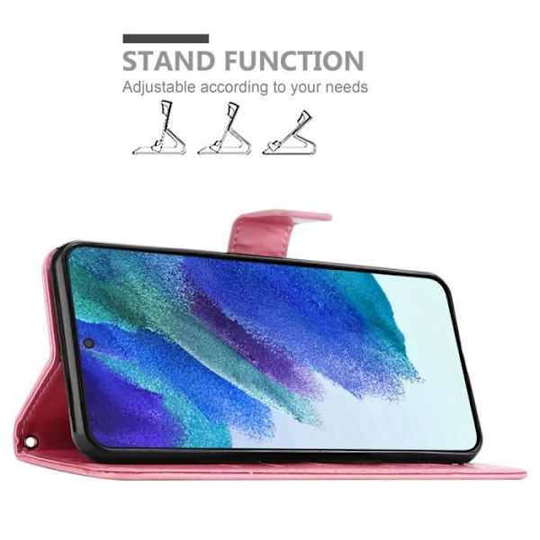Coque - CADORABO - Samsung Galaxy S22 PLUS - Similicuir - Rosablommor - Plånboksfodral med Ställfunktion Rosa blommig