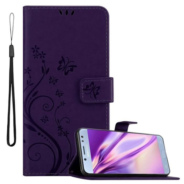 Fodral till Samsung Galaxy J5 2017 - CADORABO - Lila - Imiterat läder - Blommönster - Stativfunktion Lila