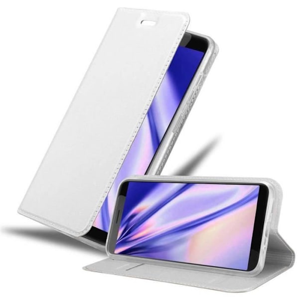 Fodral till HTC Desire 12 - CADORABO - CLASSY SILVER - Magnetstängningsskydd - Stativfunktion Pengar