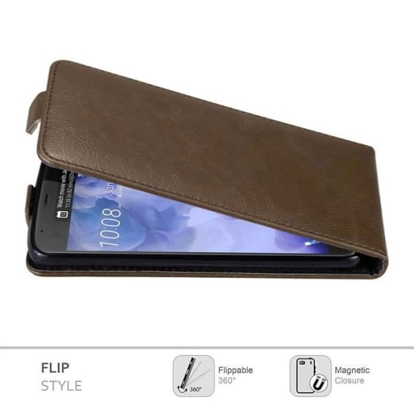 Flip-fodral - CADORABO - HTC U ULTRA - Brunt läderimitation - Magnetisk stängning - Komplett skydd kastanj