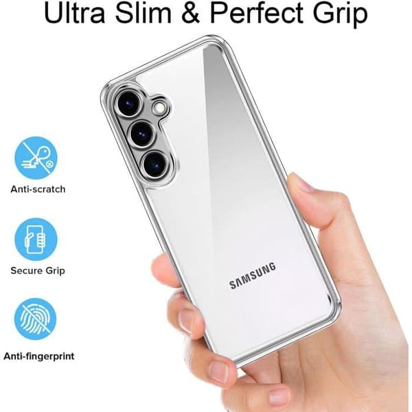 Transparent stötsäker silikonfodral för Samsung Galaxy S24 Vit