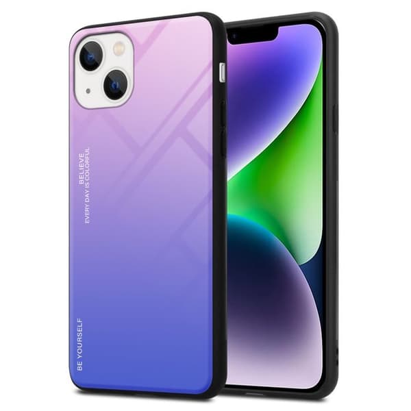 iPhone 14 PLUS Fodral i ROSA - BLÅ Stötsäker Bicolor Design Svart