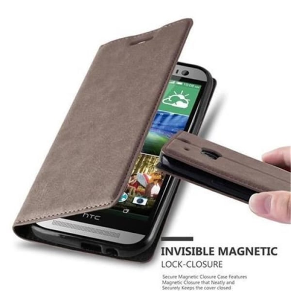 HTC ONE M8 (2. Gen) fodral i KAFFEBRUNT från Cadorabo (design med Osynlig magnetisk stängning) Helt skyddsfodral med flik