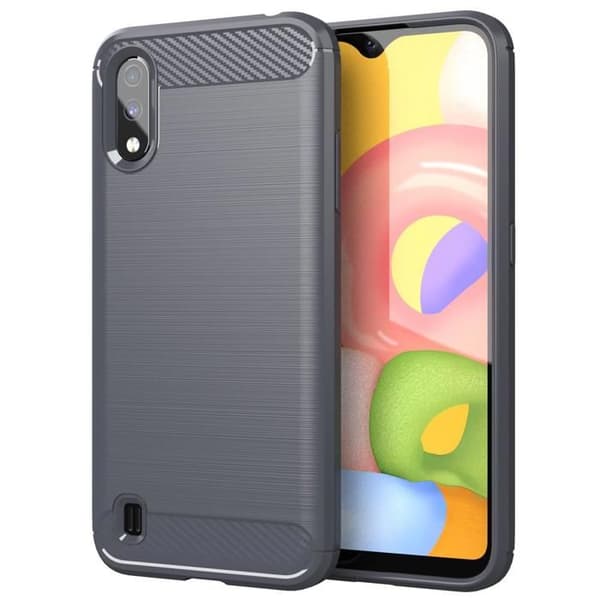 Skyddsfodral för Samsung Galaxy A01 BORSTAD GRÅ Kolfiberdesign Grå