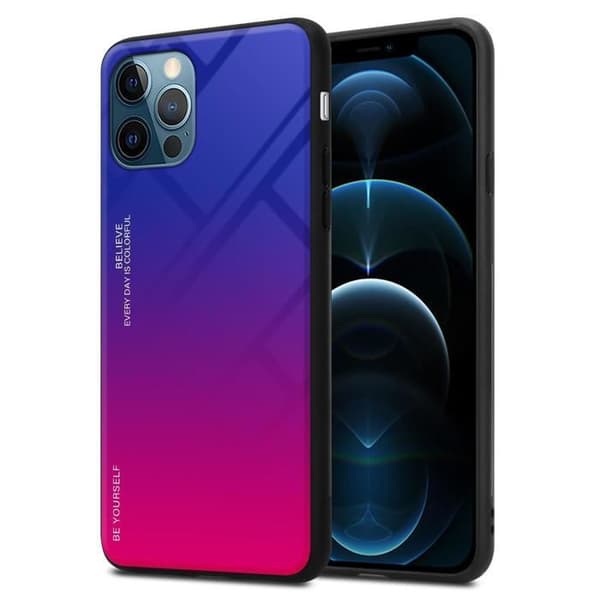 iPhone 12 PRO MAX Fodral i VIOLETT - RÖD Stötsäker Bicolor Design Svart