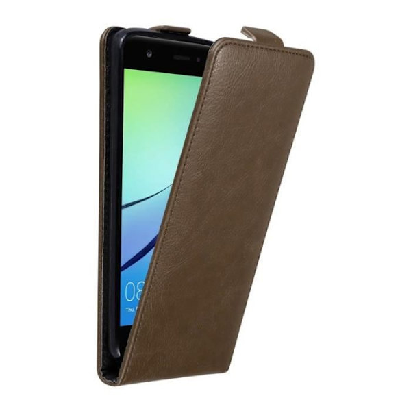 Flip-fodral - CADORABO - Huawei NOVA - Brun konstläder - Magnetisk stängning - Fullständigt skydd kastanj