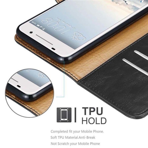 Coque för HTC ONE A9 i JET BLACK Skyddsskydd med stödfunktion Svart