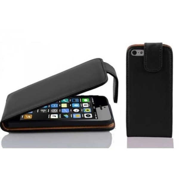 Cadorabo Coque Apple iPhone 5C DESIGN FLIP Stil Fodral Etui Fodral i Släthy Yt-IK BLACK DE JAIS