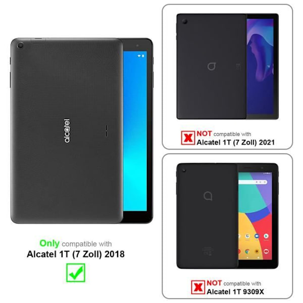 Tablettfodral - CADORABO - Alcatel 1T (7 Zoll) 2018 - Läderimitation - 360° skydd - Stativfunktion Mörkblå
