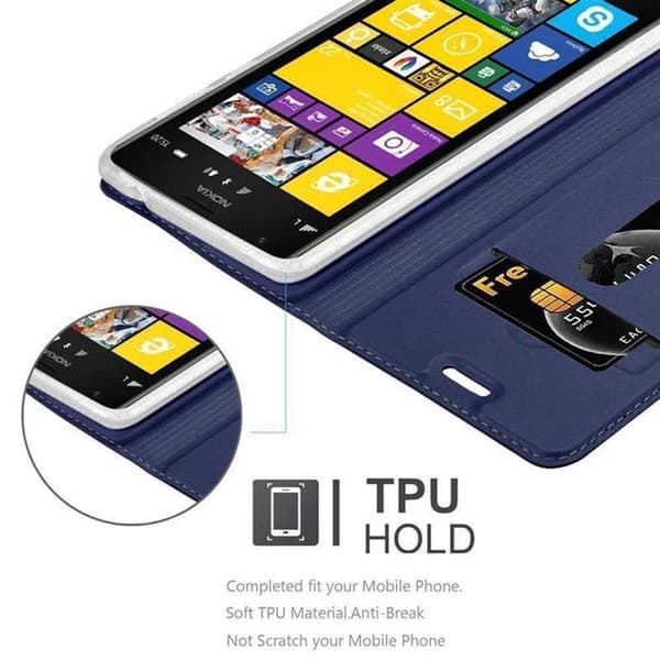 Flip-fodral för Nokia Lumia 1520 i MÖRKBLAU CLASSY Plånbok Stötsäker Blå