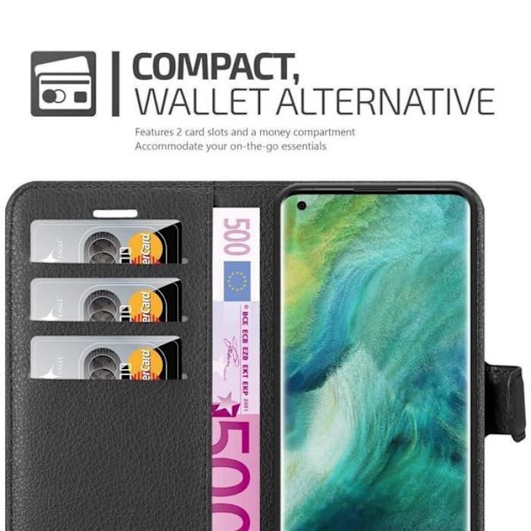Coque - CADORABO - FIND X2 PRO - Similicuir Svart av Jais - Magnetisk Stängning - Ställfunktion Kolsvart