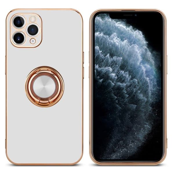 iPhone 11 PRO MAX Glansig Vit - Guld med kameraskydd Vit