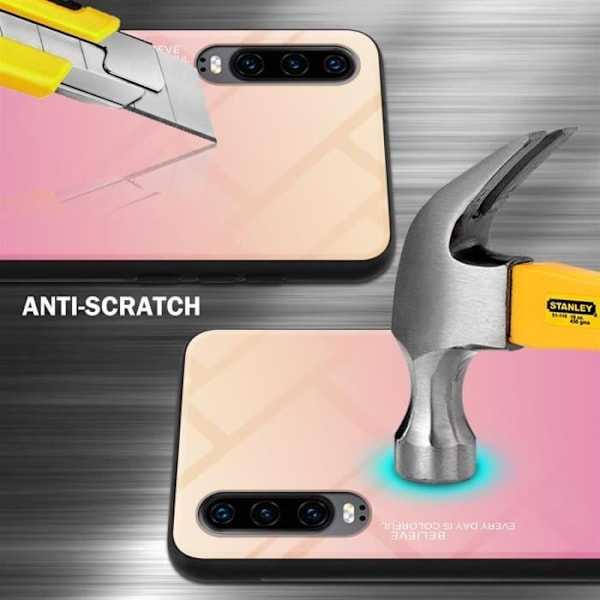 Cadorabo Fodral för Huawei P30 i GUL - ROSA Skyddsfodral Tvåfärgat härdat glas silikon TPU Gul, Rosa