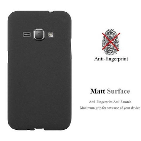 Samsung Galaxy J1 2016 (6) FROST BLACK Fodral Cadorabo FROST TPU Silikonskydd Fodral Skydd Ultra Slim Fin Bumper