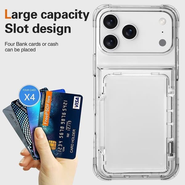 Transparent skal för iPhone 17 PRO MAX med kortfack Vit