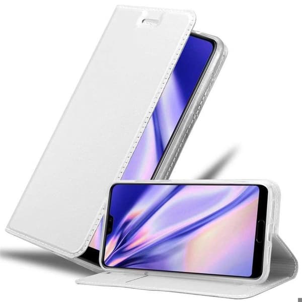 Fodral med lock för Huawei P20 Klassisk Silver Plånbok Stötsäker Grå