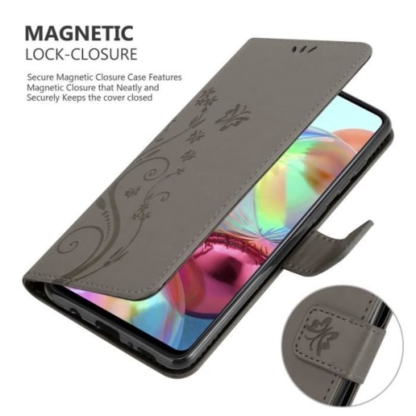 Fodral till Samsung Galaxy A71 - CADORABO - Blommönster - Imiterat läder - Stativfunktion - 3 kortplatser Grå