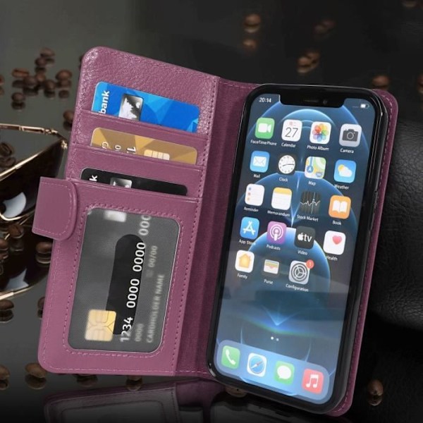 Coque - CADORABO - Apple iPhone 13 MINI - Similicuir - orkidé violetta - 3 fack för kort Orkidévioler