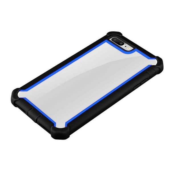 Skyddsfodral för iPhone 7 PLUS / 7S PLUS / 8 PLUS i BLÅ SVART TPU-silikon och baksida av akrylglas Blå