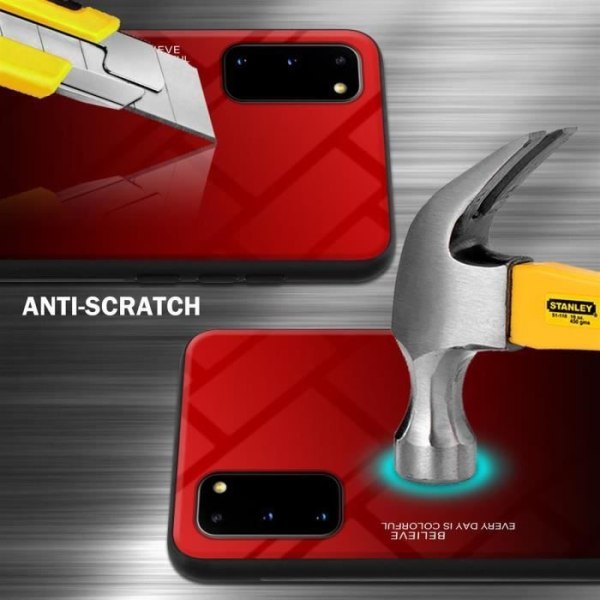 Coque - CADORABO - Samsung Galaxy S20 - RÖD - SVART - Skydd i silikon och härdat glas RÖD SVART