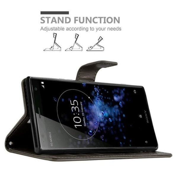 Fodral till Sony Xperia XZ2 - CADORABO - Blommönster - Imiterat läder - Stativfunktion - 3 kortplatser Grå