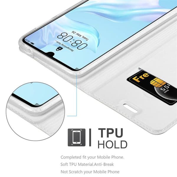 Fodral med lock för Huawei P30 Plånbok i KLASSISK SILVER Stötsäker Grå