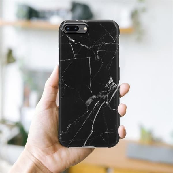Skal för iPhone 7 PLUS / 7S PLUS / 8 PLUS i Svart Vit Marmor Nr. 22 Skyddsetui Svart