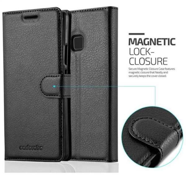 Cadorabo Fodral till Huawei P8 LITE 2017 - i Svart - Bokfodral med magnetisk stängning, stativfunktion och kortplats