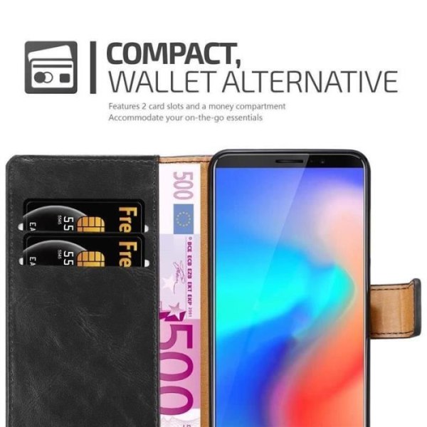 Fodral - CADORABO - Cubot J3 PRO - Läderimitation - Svart - Stativfunktion Svart