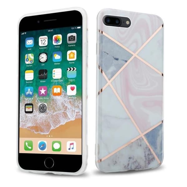 Skal för iPhone 7 PLUS / 7S PLUS / 8 PLUS i Marmor Guld Rosa Nr. 9 Skyddsetui Ros