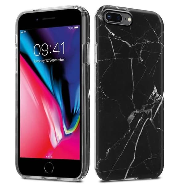 Skal för iPhone 7 PLUS / 7S PLUS / 8 PLUS i Svart Vit Marmor Nr. 22 Skyddsetui Svart