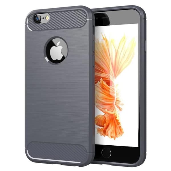 Skal för iPhone 6 PLUS / 6S PLUS BORSTAD GRÅ Kolfiberdesign Grå