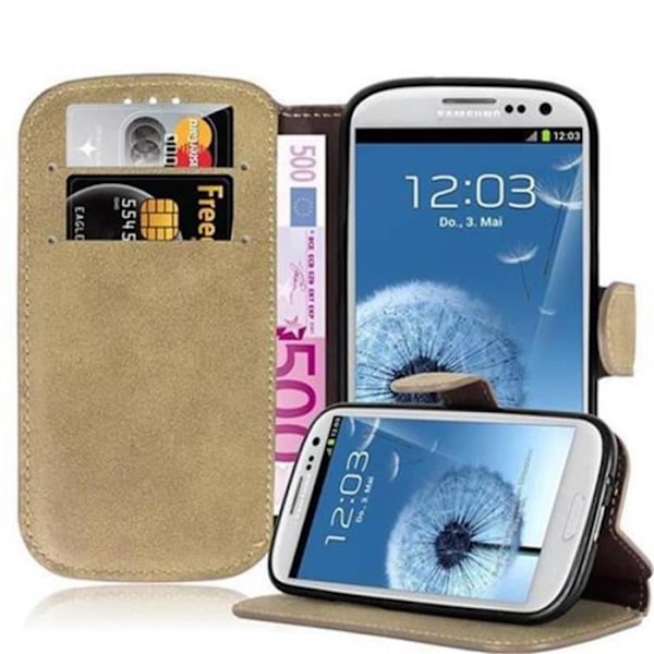 Coque - CADORABO - Samsung Galaxy S3 / S3 NEO - Similicuir - Sandbrun - Stödfunktion Sandbrun